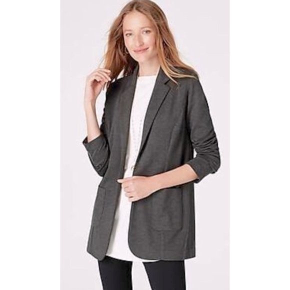 J. Jill Jackets & Blazers - J. Jill Gray Ponte Blazer Soft Knit Boyfriend Jacket
